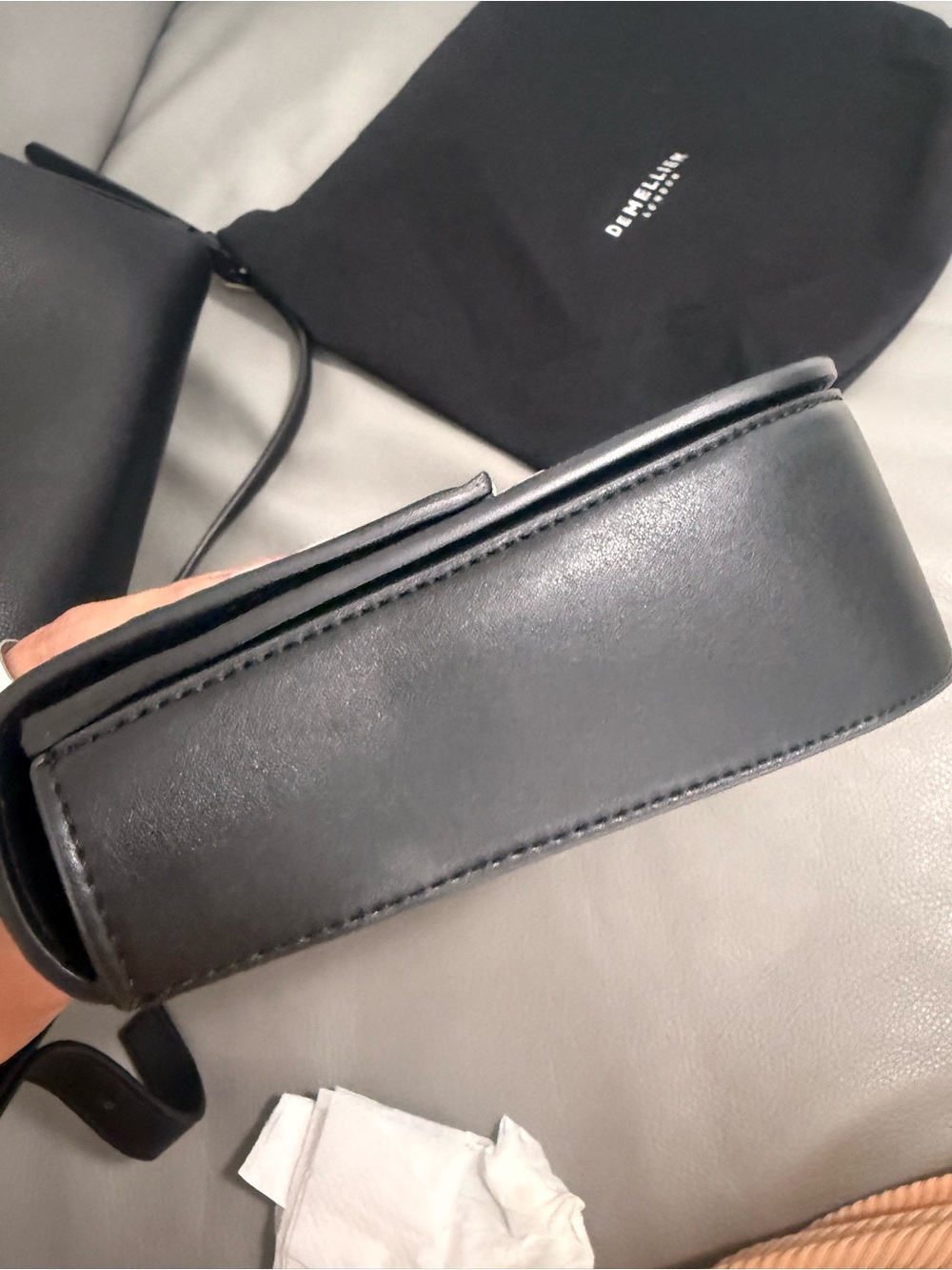 DeMellier Black Leather Shoulder Crossbody with Gold Hardware - Picture 5 of 6